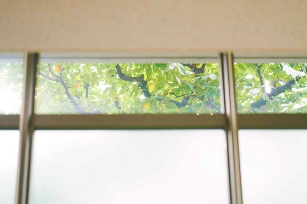 ドーミーあすと長町の食堂から見える緑